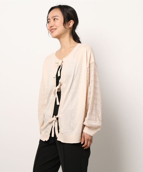 Samansa Mos2（サマンサ モスモス）の「前後2WAYリボンニット（ニット/セーター・レディース・ブルー/グリーン/キナリ/チャコール・ﾌﾘ-）」の7枚目の写真