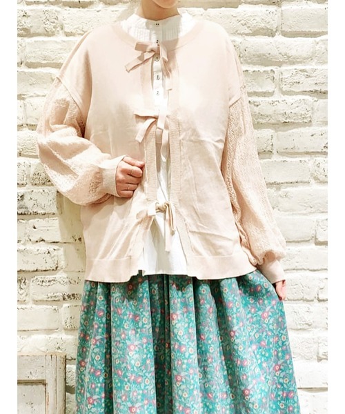 Samansa Mos2（サマンサ モスモス）の「前後2WAYリボンニット（ニット/セーター・レディース・ブルー/グリーン/キナリ/チャコール・ﾌﾘ-）」の2枚目の写真