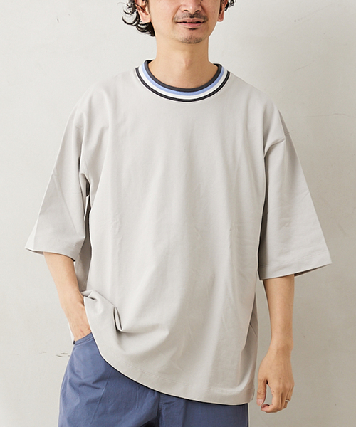 JOURNAL STANDARD relume（ジャーナルスタンダード　レリューム）の「インレイ 半袖リンガーTシャツ（Tシャツ/カットソー・メンズ・ホワイト/グレー/ネイビー・MEDIUM/LARGE）」の3枚目の写真