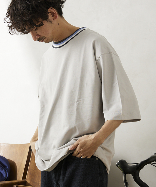 JOURNAL STANDARD relume（ジャーナルスタンダード　レリューム）の「インレイ 半袖リンガーTシャツ（Tシャツ/カットソー・メンズ・ホワイト/グレー/ネイビー・MEDIUM/LARGE）」の7枚目の写真