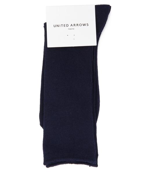 UNITED ARROWS(ユナイテッドアローズ)の「UAW リネン混 ハイクルーソックス◆(ソックス/靴下・レディース・オフホワイト/イエロー/ネイビー・フリー)」の1枚目の写真