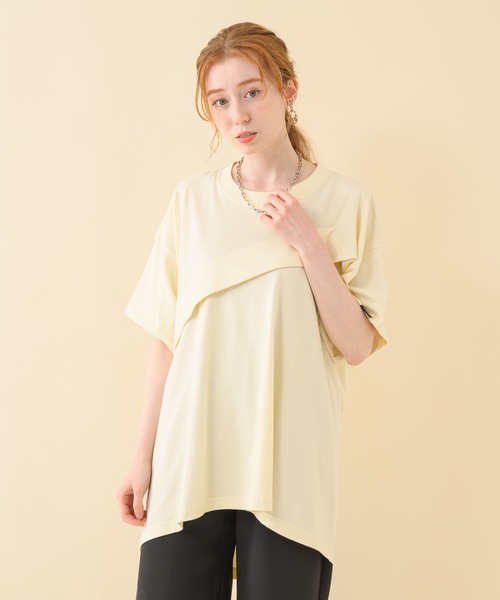 Paradise Picnic（パラダイスピクニック）の「1% 変形タックTシャツ（Tシャツ/カットソー・レディース・ブラック/グリーン/アイボリー・FREE）」の2枚目の写真