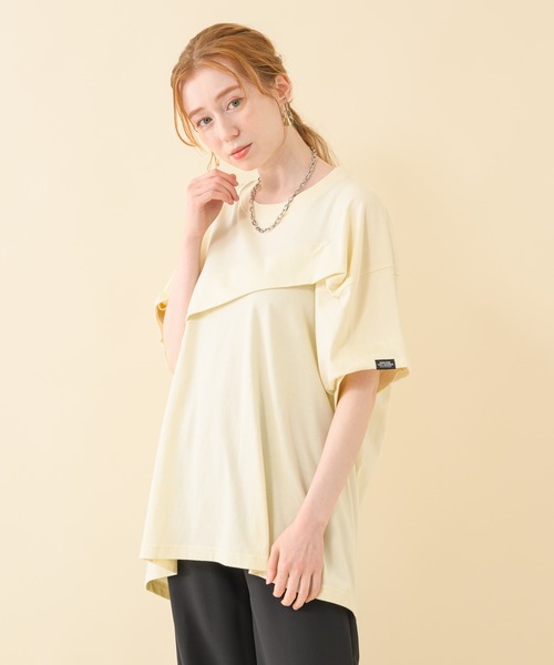 Paradise Picnic（パラダイスピクニック）の「1% 変形タックTシャツ（Tシャツ/カットソー・レディース・ブラック/グリーン/アイボリー・FREE）」の10枚目の写真