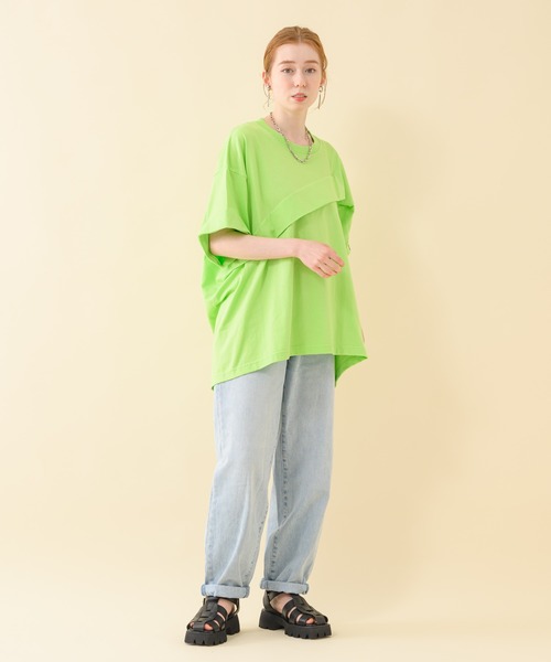 Paradise Picnic（パラダイスピクニック）の「1% 変形タックTシャツ（Tシャツ/カットソー・レディース・ブラック/グリーン/アイボリー・FREE）」の15枚目の写真