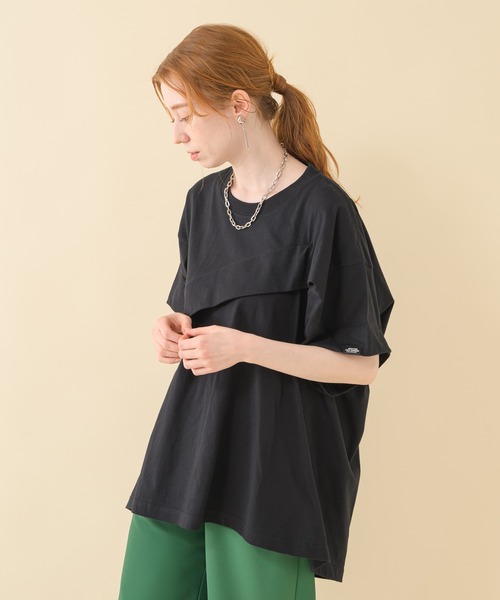 Paradise Picnic（パラダイスピクニック）の「1% 変形タックTシャツ（Tシャツ/カットソー・レディース・ブラック/グリーン/アイボリー・FREE）」の8枚目の写真