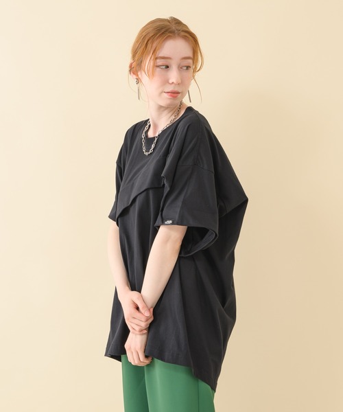 Paradise Picnic（パラダイスピクニック）の「1% 変形タックTシャツ（Tシャツ/カットソー・レディース・ブラック/グリーン/アイボリー・FREE）」の11枚目の写真