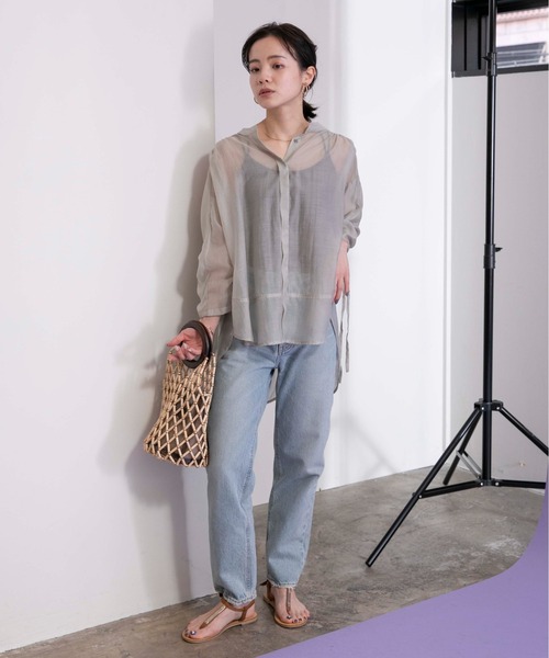 Eimee Law(エイミーロウ)の「バックドロストシアーブラウス(シャツ/ブラウス・レディース・オリーブ/ライトグレー/ブルーグレー/ブラック・38)」の20枚目の写真