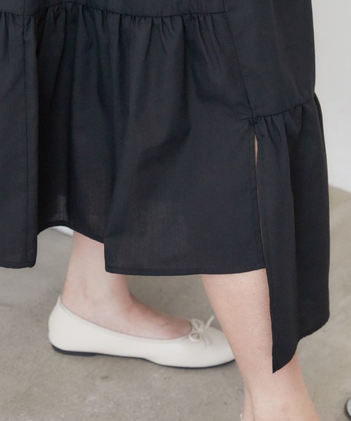 INCEDE（インシード）の「異素材切り替えアシメワンピース（ワンピース・レディース・ブラック/オフホワイト・LL/3L/4L/M/L）」の6枚目の写真