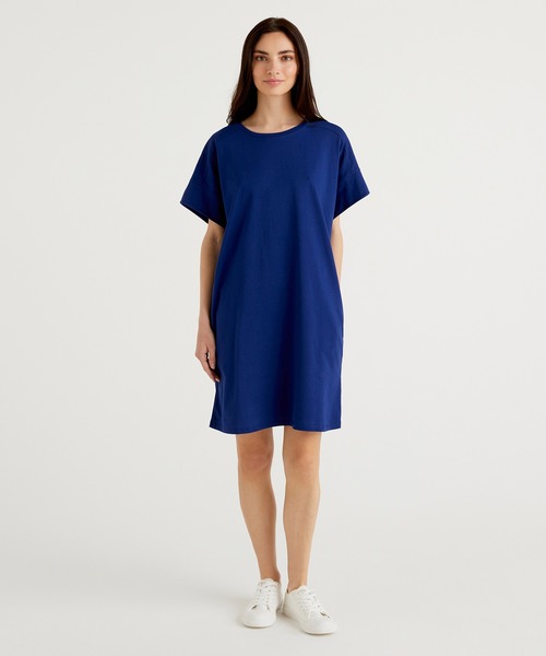 ミモレ丈半袖ラウンドネックワンピース ワンピース Benetton United Colors Of Benetton ベネトン ユナイテッドカラーズオブベネトン のファッション通販 Zozotown