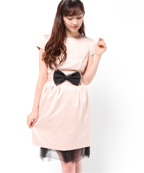 La TOTALITE（ラトータリテ）の「トロイメレイコラボ リボンベルトツキワンピース（ワンピース・レディース・ネイビー/ピンク系その他・FREE）」の2枚目の写真