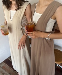 rectangle | Vネックカッティングジャンパースカート(ジャンパースカート)