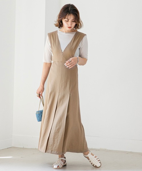 rectangle（レクタングル）の「Vネックカッティングジャンパースカート（ジャンパースカート・レディース・ブラック/ベージュ/モカ・FREE）」の9枚目の写真