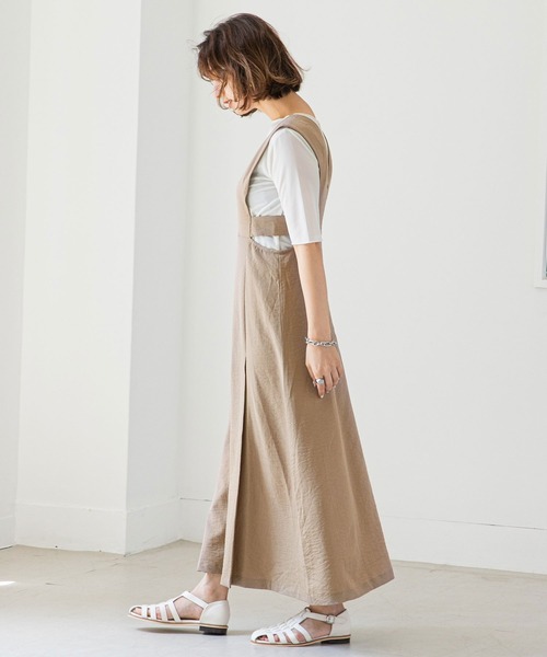 rectangle（レクタングル）の「Vネックカッティングジャンパースカート（ジャンパースカート・レディース・ブラック/ベージュ/モカ・FREE）」の10枚目の写真