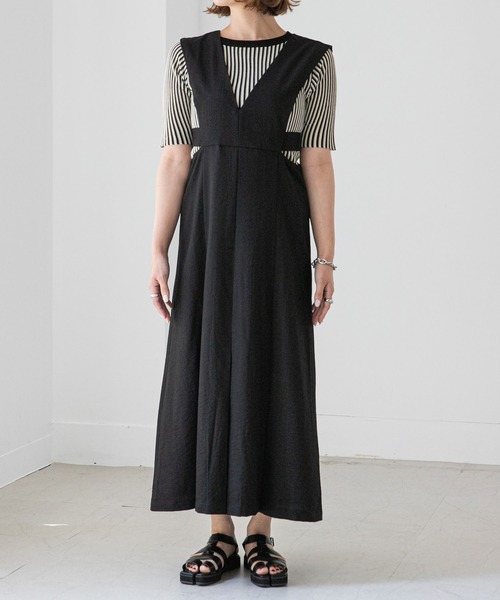 rectangle（レクタングル）の「Vネックカッティングジャンパースカート（ジャンパースカート・レディース・ブラック/ベージュ/モカ・FREE）」の21枚目の写真