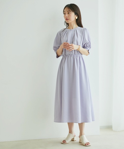 VIS（ビス）の「【EASY CARE】フロントタック5分袖ワンピース（ワンピース・レディース・ネイビー/ラベンダー/イエロー・M/S）」の10枚目の写真