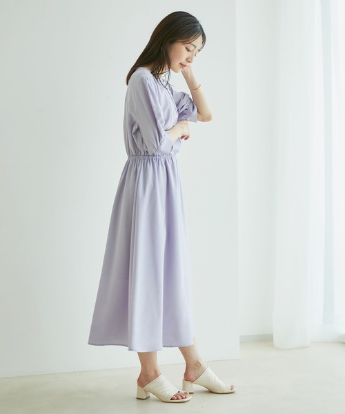 VIS（ビス）の「【EASY CARE】フロントタック5分袖ワンピース（ワンピース・レディース・ネイビー/ラベンダー/イエロー・M/S）」の22枚目の写真