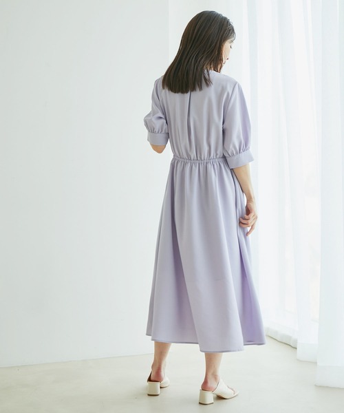VIS（ビス）の「【EASY CARE】フロントタック5分袖ワンピース（ワンピース・レディース・ネイビー/ラベンダー/イエロー・M/S）」の20枚目の写真