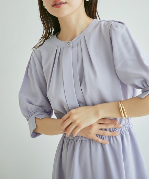 VIS（ビス）の「【EASY CARE】フロントタック5分袖ワンピース（ワンピース・レディース・ネイビー/ラベンダー/イエロー・M/S）」の17枚目の写真