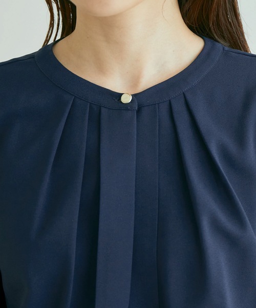 VIS（ビス）の「【EASY CARE】フロントタック5分袖ワンピース（ワンピース・レディース・ネイビー/ラベンダー/イエロー・M/S）」の18枚目の写真