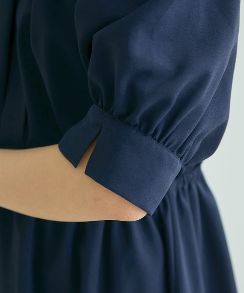 VIS（ビス）の「【EASY CARE】フロントタック5分袖ワンピース（ワンピース・レディース・ネイビー/ラベンダー/イエロー・M/S）」の9枚目の写真