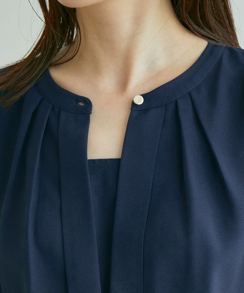 VIS（ビス）の「【EASY CARE】フロントタック5分袖ワンピース（ワンピース・レディース・ネイビー/ラベンダー/イエロー・M/S）」の15枚目の写真