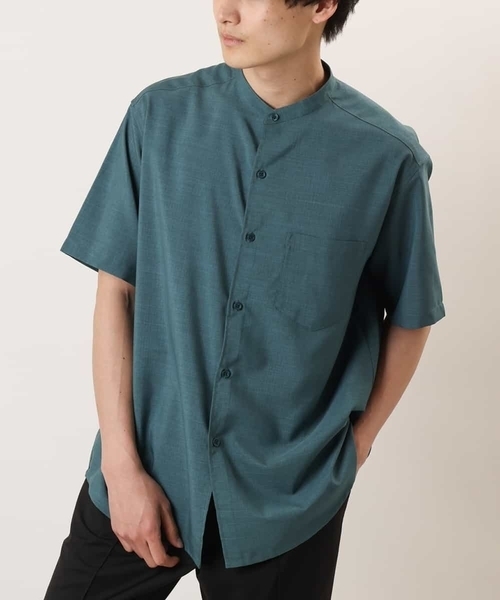 a.v.v（アーヴェヴェ）の「【S-XXL】リライトバンドカラーシャツ（セットアップ対応）（シャツ/ブラウス・メンズ・グリーン/モカ/ブラック・48/46/44/50/52）」の3枚目の写真