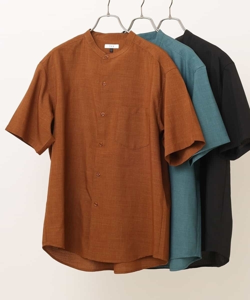 a.v.v（アーヴェヴェ）の「【S-XXL】リライトバンドカラーシャツ（セットアップ対応）（シャツ/ブラウス・メンズ・グリーン/モカ/ブラック・48/46/44/50/52）」の2枚目の写真