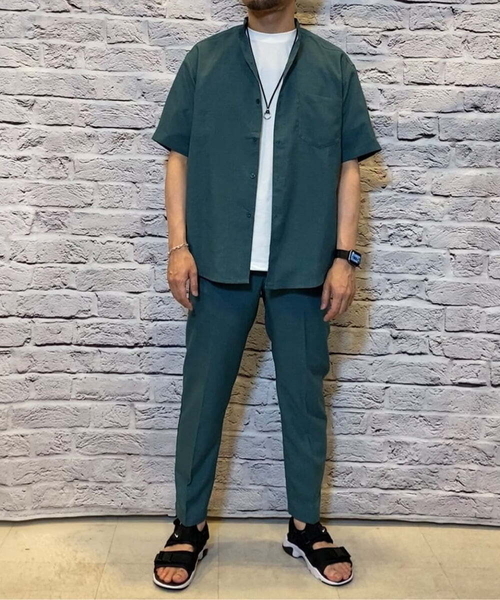 a.v.v（アーヴェヴェ）の「【S-XXL】リライトバンドカラーシャツ（セットアップ対応）（シャツ/ブラウス・メンズ・グリーン/モカ/ブラック・48/46/44/50/52）」の16枚目の写真