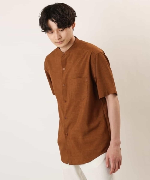 a.v.v（アーヴェヴェ）の「【S-XXL】リライトバンドカラーシャツ（セットアップ対応）（シャツ/ブラウス・メンズ・グリーン/モカ/ブラック・48/46/44/50/52）」の8枚目の写真