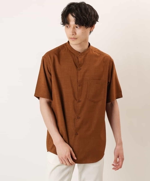 a.v.v（アーヴェヴェ）の「【S-XXL】リライトバンドカラーシャツ（セットアップ対応）（シャツ/ブラウス・メンズ・グリーン/モカ/ブラック・48/46/44/50/52）」の7枚目の写真