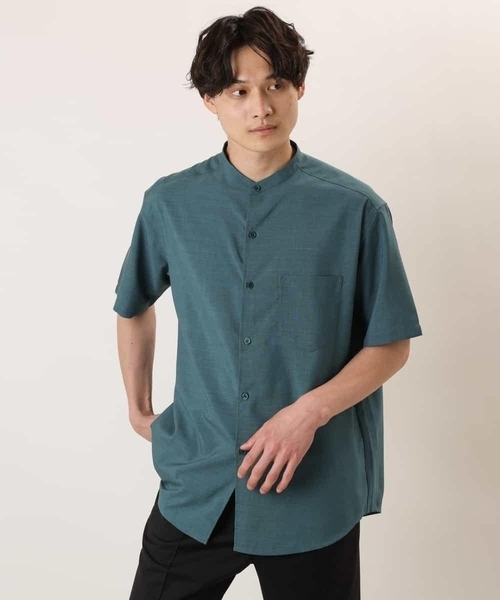 a.v.v（アーヴェヴェ）の「【S-XXL】リライトバンドカラーシャツ（セットアップ対応）（シャツ/ブラウス・メンズ・グリーン/モカ/ブラック・48/46/44/50/52）」の6枚目の写真