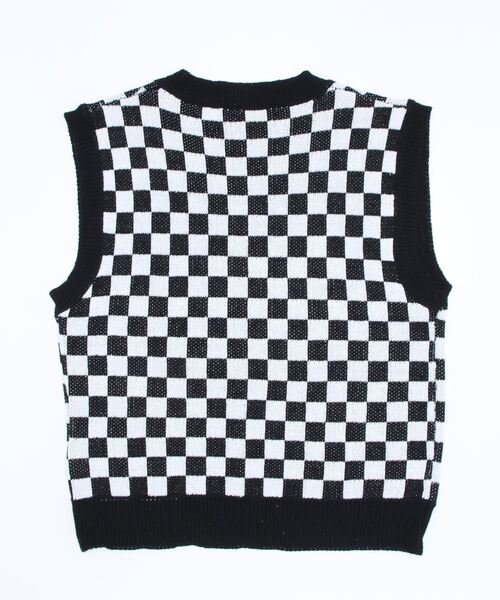INTERPLAY（インタープレイ）の「【INTERPLAY】ルーズチェッカーニットベスト（ベスト・メンズ・ライトブルー/ブラック・FREE）」の3枚目の写真