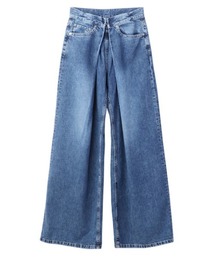 WASHED DENIM WIDE PANTS (SHORT LENGTH)