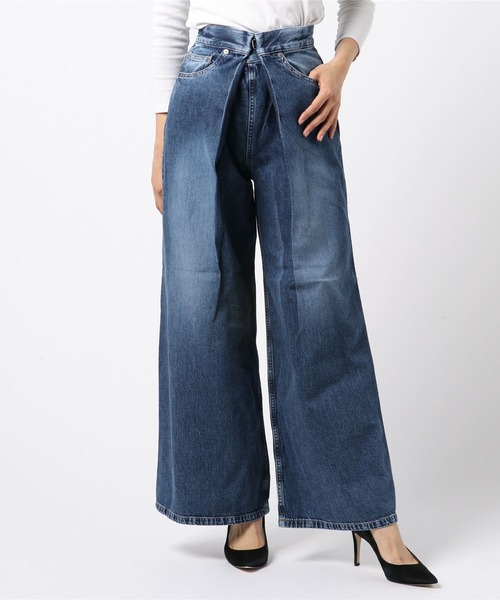 WASHED DENIM WIDE PANTS (SHORT LENGTH)（デニムパンツ）｜JOHN