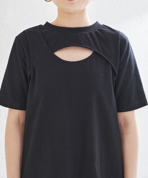 acro（アクロ）の「2WAYカットアウトレイヤードトップス/AC1443（Tシャツ/カットソー・レディース・ブラック/ホワイト・ﾌﾘ-）」の13枚目の写真