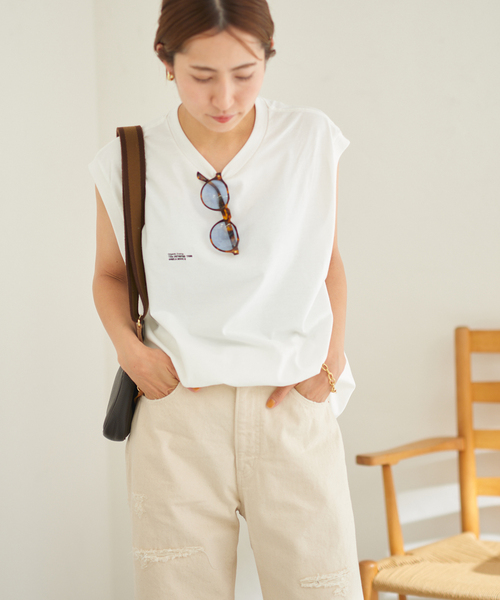 FRAMeWORK(フレームワーク)の「【JANE SMITH/ジェーンスミス】別注ORGANIC FORMS ノースリーブTシャツ(Tシャツ/カットソー・レディース・ホワイト/ブラック・FREE)」の9枚目の写真
