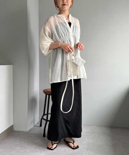 CAPRICIEUX LE'MAGE（カプリシューレマージュ）の「アシメシャーリングシャツ（シャツ/ブラウス・レディース・ホワイト/チャコールグレー/イエロー・FREE）」の19枚目の写真