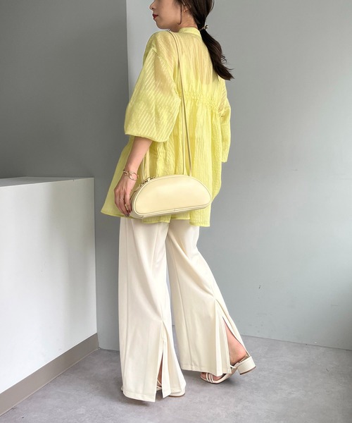 CAPRICIEUX LE'MAGE（カプリシューレマージュ）の「アシメシャーリングシャツ（シャツ/ブラウス・レディース・ホワイト/チャコールグレー/イエロー・FREE）」の16枚目の写真