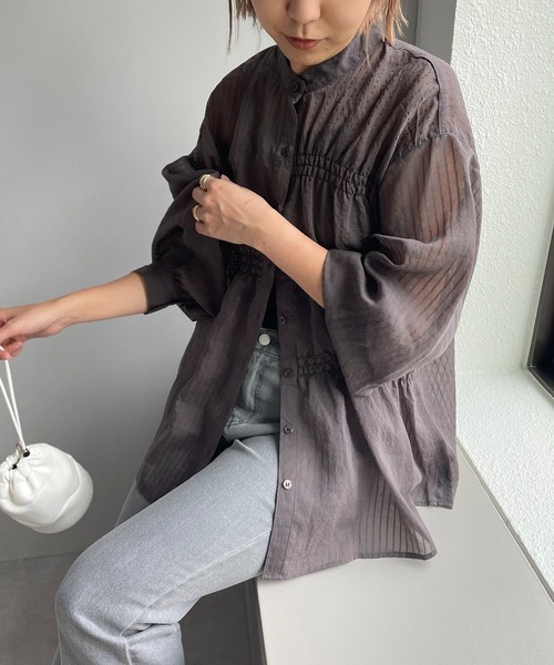 CAPRICIEUX LE'MAGE（カプリシューレマージュ）の「アシメシャーリングシャツ（シャツ/ブラウス・レディース・ホワイト/チャコールグレー/イエロー・FREE）」の21枚目の写真