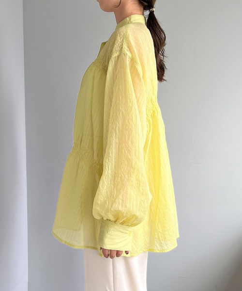 CAPRICIEUX LE'MAGE（カプリシューレマージュ）の「アシメシャーリングシャツ（シャツ/ブラウス・レディース・ホワイト/チャコールグレー/イエロー・FREE）」の12枚目の写真