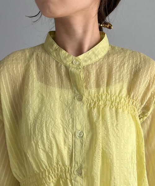 CAPRICIEUX LE'MAGE（カプリシューレマージュ）の「アシメシャーリングシャツ（シャツ/ブラウス・レディース・ホワイト/チャコールグレー/イエロー・FREE）」の7枚目の写真