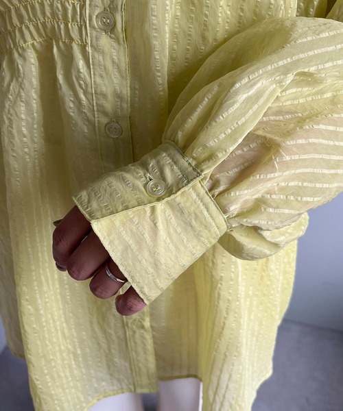 CAPRICIEUX LE'MAGE（カプリシューレマージュ）の「アシメシャーリングシャツ（シャツ/ブラウス・レディース・ホワイト/チャコールグレー/イエロー・FREE）」の8枚目の写真