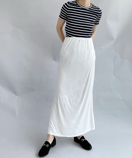 Charles Chaton(シャルルシャトン)の「【determ;/デターム】WAIST BAND MAXI SKIRT(スカート・レディース・ブラック/ホワイト・SMALL/MEDIUM)」の1枚目の写真