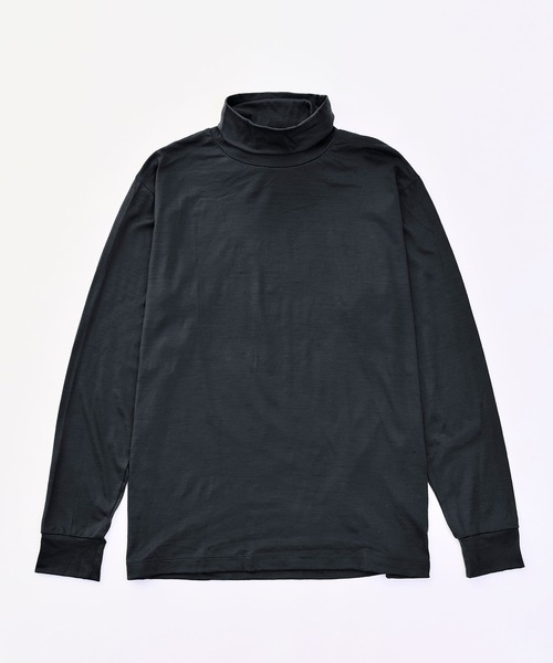 DESCENTE PAUSE（デサントポーズ）の「【デサントポーズ】メリノウールタートル / MERINO WOOL TURTLE　日本製（Tシャツ/カットソー・レディース・ブラック/ネイビー・MEDIUM）」の2枚目の写真