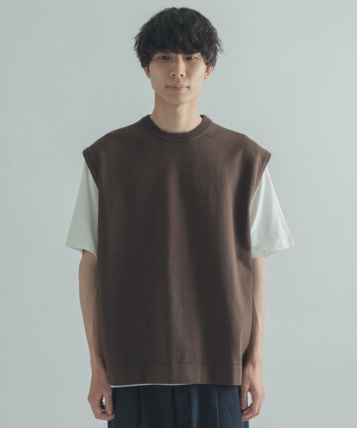 FORK&SPOON（フォークアンドスプーン）の「FORK&SPOON　コットンニットベスト（ベスト・メンズ・アイボリー/ダークブラウン・4/5）」の18枚目の写真