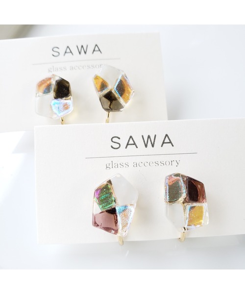 tone(トーン)の「【sawa】多角形イヤリング(Sサイズ)(MA)(イヤリング・レディース・パープル/グレー/グリーン系その他・FREE)」の3枚目の写真