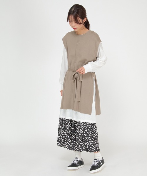 ikka（イッカ）の「ニットベストアンサンブルワンピース（ワンピース・レディース・ブラック/オリーブ/モカ・S/M/L）」の4枚目の写真