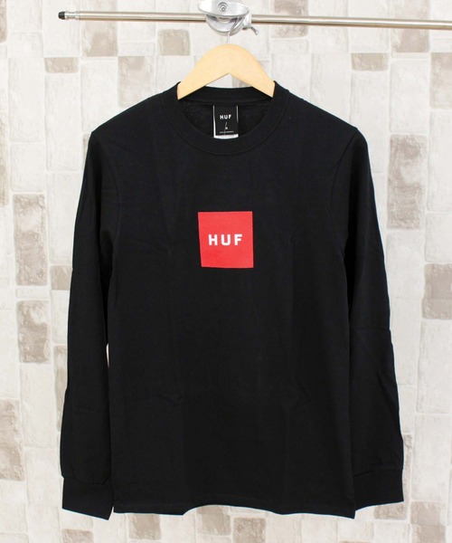 HUF(ハフ)の「エッセンシャル BOXロゴ ロングTシャツ Essentials Box Logo L/S Tee(Tシャツ/カットソー・メンズ・ホワイト/ブラック・M/L/S/XL)」の2枚目の写真
