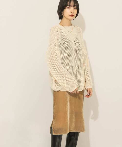 KBF(ケイビーエフ)の「ベロアキャミワンピース(ワンピース・レディース・ベージュ/ミント・ONE)」の9枚目の写真