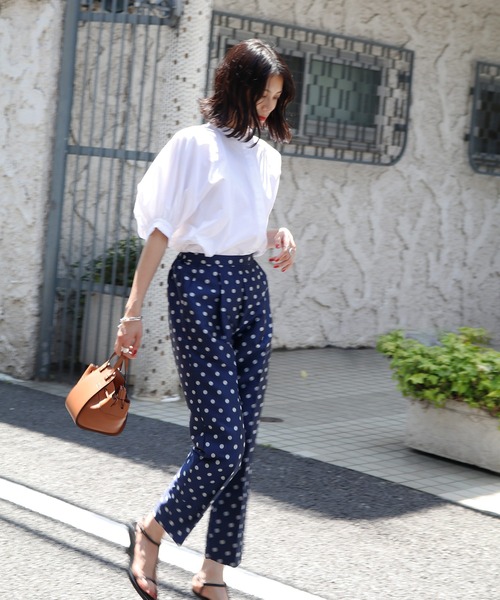 ELFRANK(エルフランク)の「ドットジャガードセンタープレステーパードパンツ【洗える】(その他パンツ・レディース・ブラック/ネイビー/グレー・FREE)」の10枚目の写真